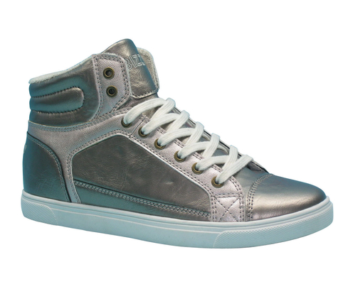 Color plateado brillante zapato de patinaje de corte alto de hombres, increíble
