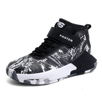 Zapatos de baloncesto para niños con suelas de goma resistentes al deslizamiento en color amarillo púrpura negro