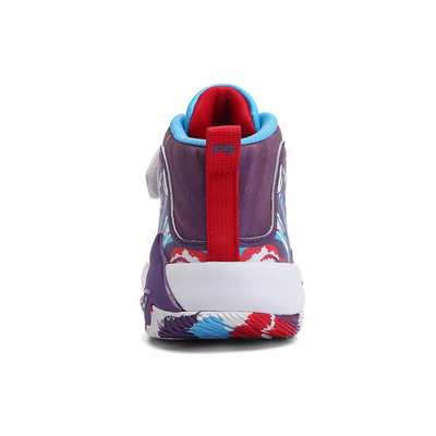 Zapatos de baloncesto para niños con suelas de goma resistentes al deslizamiento en color amarillo púrpura negro