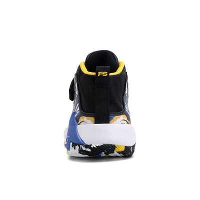 Zapatos de baloncesto para niños con suelas de goma resistentes al deslizamiento en color amarillo púrpura negro