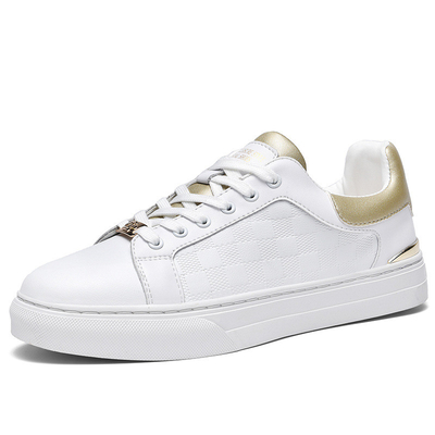Nuevo cuero genuino suela superior de goma zapatos de hombre zapatos blancos zapatos de aumento de altura zapatillas de deporte de hombre zapatos de cuero casual