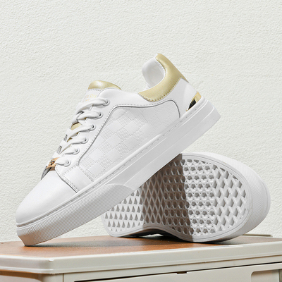 Nuevo cuero genuino suela superior de goma zapatos de hombre zapatos blancos zapatos de aumento de altura zapatillas de deporte de hombre zapatos de cuero casual