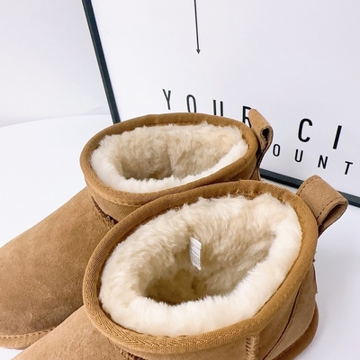 Botas de nieve de invierno de cuero de vaca más de terciopelo botas cortas de cuero genuino impermeables antideslizantes calzado de algodón al aire libre