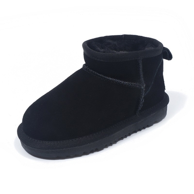 Botas de nieve de invierno de cuero de vaca más de terciopelo botas cortas de cuero genuino impermeables antideslizantes calzado de algodón al aire libre