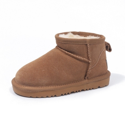 Botas de nieve de invierno de cuero de vaca más de terciopelo botas cortas de cuero genuino impermeables antideslizantes calzado de algodón al aire libre