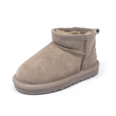 Botas de nieve de invierno de cuero de vaca más de terciopelo botas cortas de cuero genuino impermeables antideslizantes calzado de algodón al aire libre