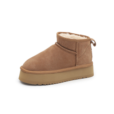 Botas de nieve de piel de vaca de invierno más de terciopelo botas cortas de cuero genuino impermeable antideslizante calzado de algodón al aire libre para niños