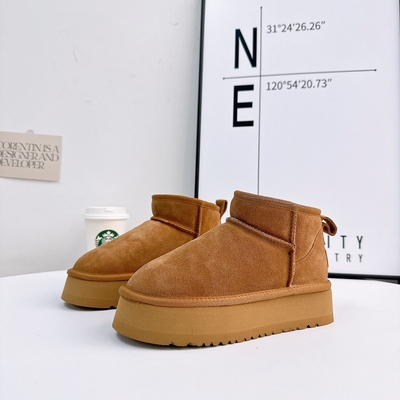 Botas de nieve de piel de vaca de invierno más de terciopelo botas cortas de cuero genuino impermeable antideslizante calzado de algodón al aire libre para niños