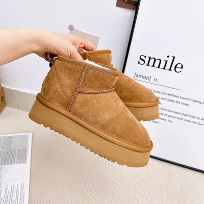 Botas de nieve de piel de vaca de invierno más de terciopelo botas cortas de cuero genuino impermeable antideslizante calzado de algodón al aire libre para niños