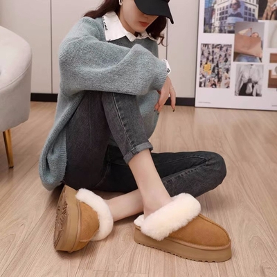 Pantalones de piel de vaca de fábrica para mujeres con suela gruesa para usar en invierno