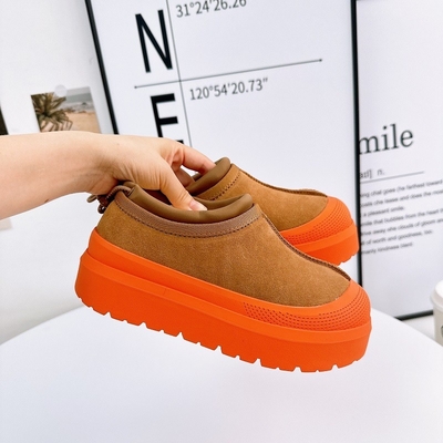 Piel de vaca de invierno más terciopelo abultado ropa exterior Pan zapatos de un pie Botas de nieve para mujeres