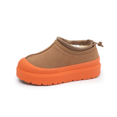 Piel de vaca de invierno más terciopelo abultado ropa exterior Pan zapatos de un pie Botas de nieve para mujeres