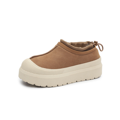 Piel de vaca de invierno más terciopelo abultado ropa exterior Pan zapatos de un pie Botas de nieve para mujeres