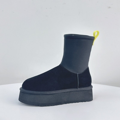Botas de lápiz de suela gruesa y delgadas de mujer Nuevo invierno más lana Botas de nieve engrosadas Ubicaciones de ropa exterior de mujer Piel de vaca a prueba de agua