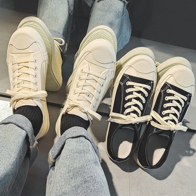 2024 Verano Nuevo Blanco Lechoso Calzado de lona transpirable Calzado de hombre Calzado blanco con todas las combinaciones Calzado moderno Calzado casual Calzado de hombre
