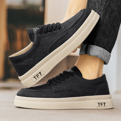 Personalizar Nuevo Estilo Calzado de piel de fibra microfibra con suela gruesa Calzado deportivo de moda casual de punta baja con cordones