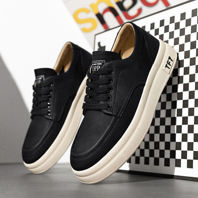 Personalizar Nuevo Estilo Calzado de piel de fibra microfibra con suela gruesa Calzado deportivo de moda casual de punta baja con cordones