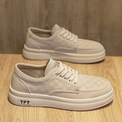 Personalizar Nuevo Estilo Calzado de piel de fibra microfibra con suela gruesa Calzado deportivo de moda casual de punta baja con cordones