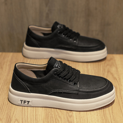 Personalizar Nuevo Estilo Calzado de piel de fibra microfibra con suela gruesa Calzado deportivo de moda casual de punta baja con cordones