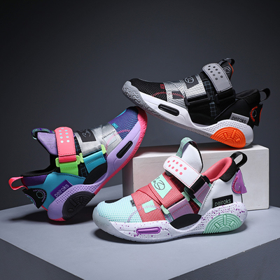 Zapatos de baloncesto de niños para niños - Zapatos de deporte respiratorios de malla para niños, zapatos de entrenamiento profesional para niños