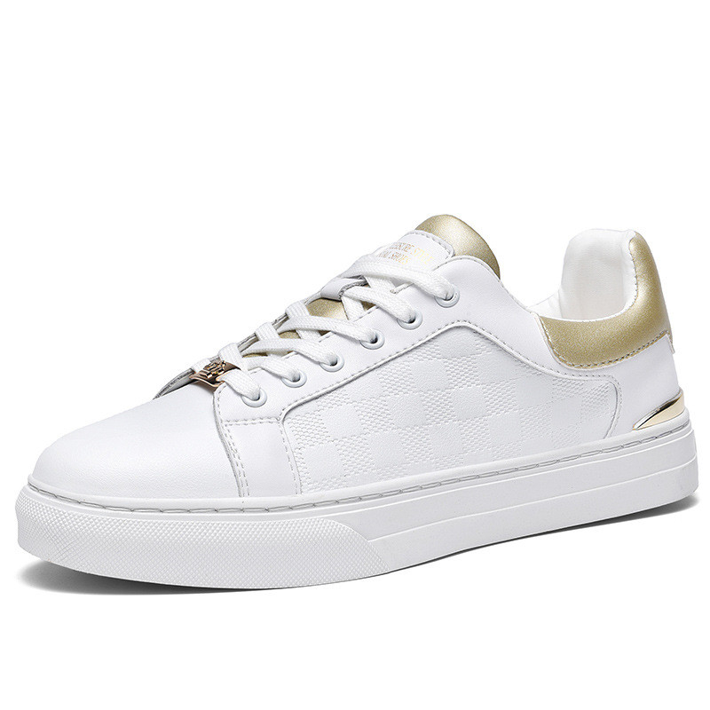 Nuevo cuero genuino suela superior de goma zapatos de hombre zapatos blancos zapatos de aumento de altura zapatillas de deporte de hombre zapatos de cuero casual