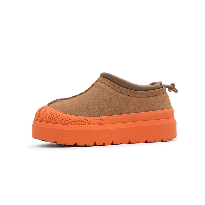 Piel de vaca de invierno más terciopelo abultado ropa exterior Pan zapatos de un pie Botas de nieve para mujeres