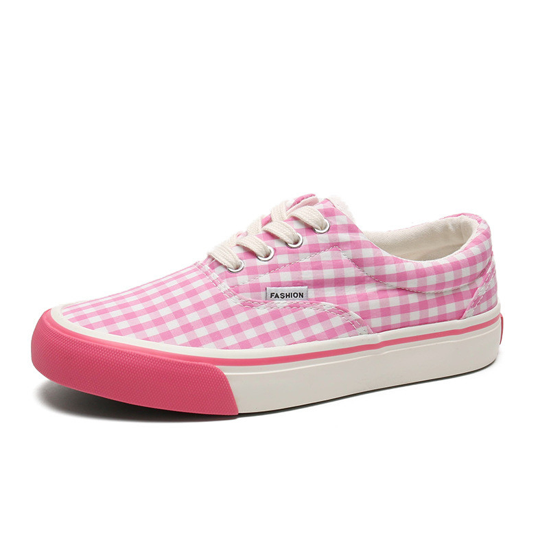 Personalizar nuevo estilo baja de arriba triple vulcanizado de primavera y verano de las mujeres estudiantes zapatos de lona en rosa tamaño 35-40